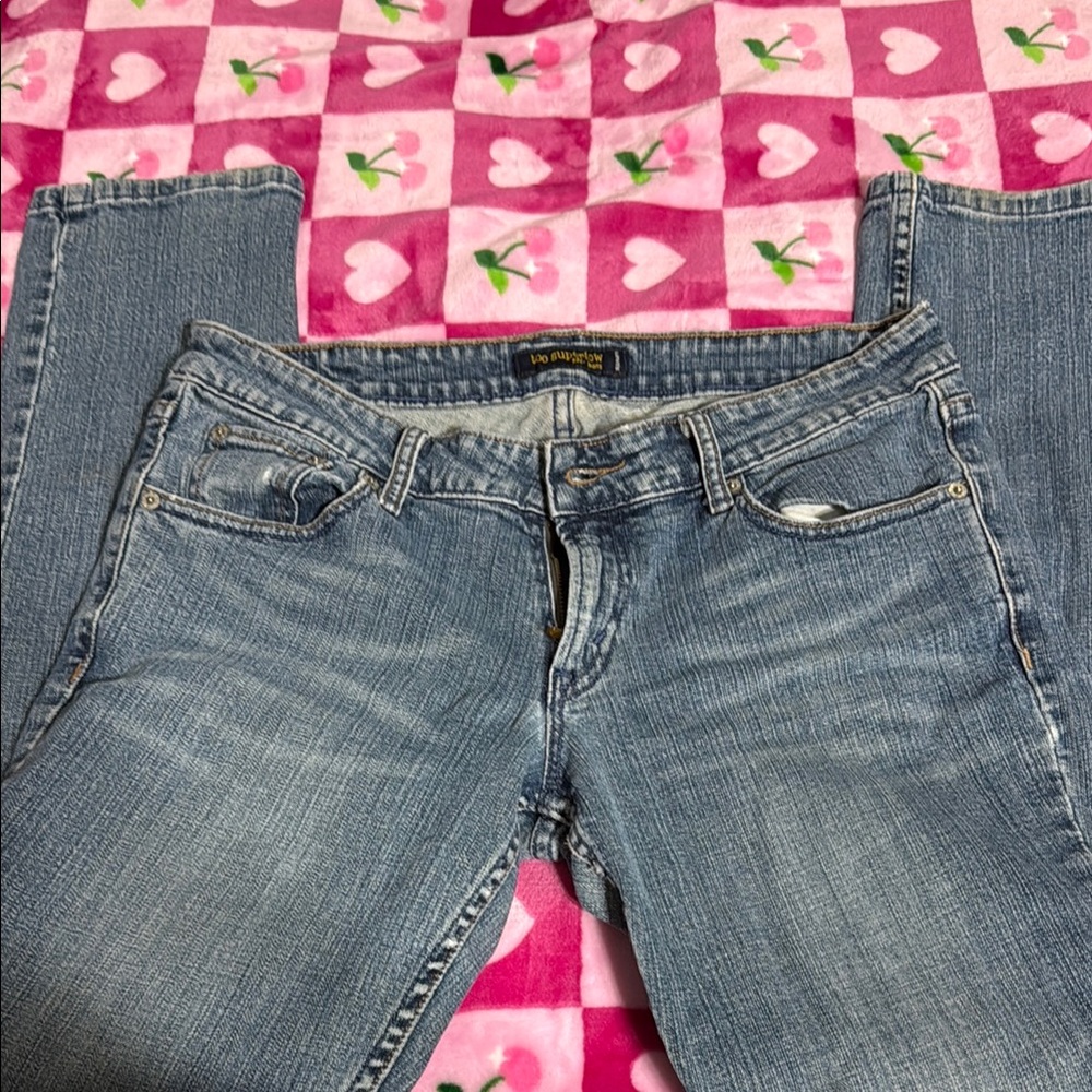 Levi's Blue Boot Cut Jeans with Distressed Details